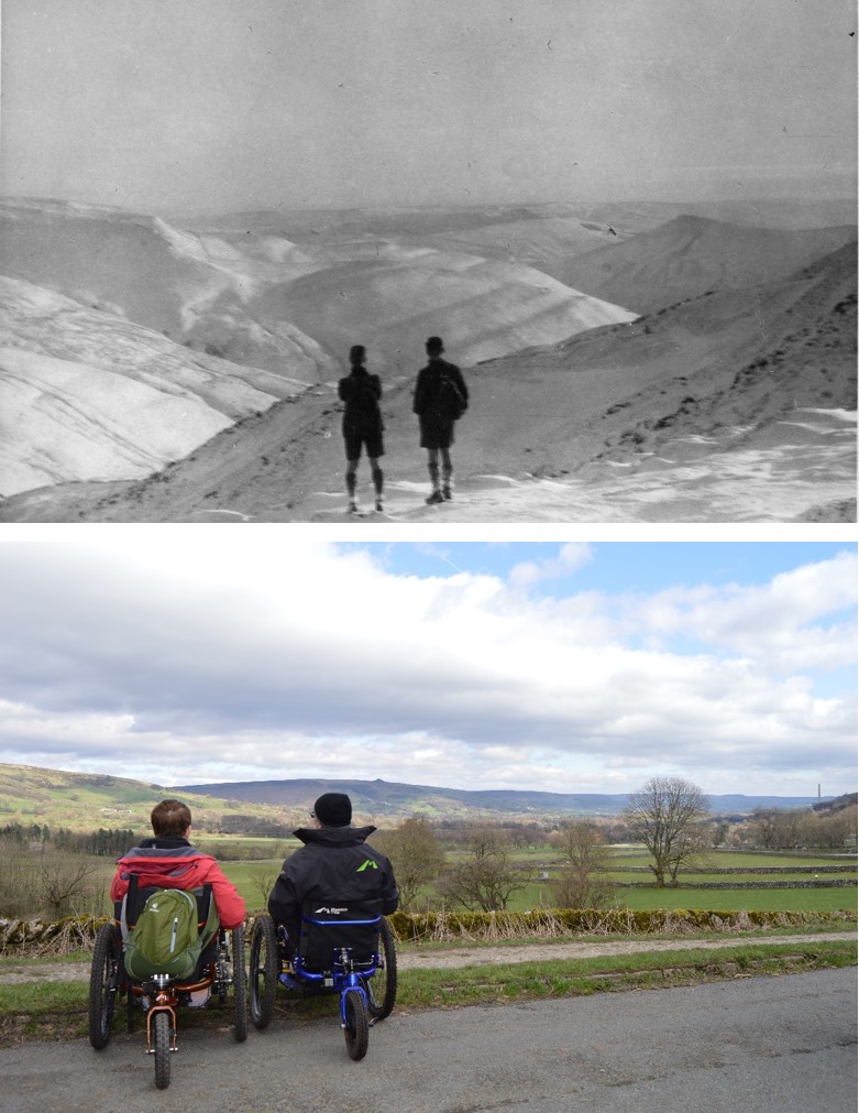 Mountain Trike users overlooking the Peak District