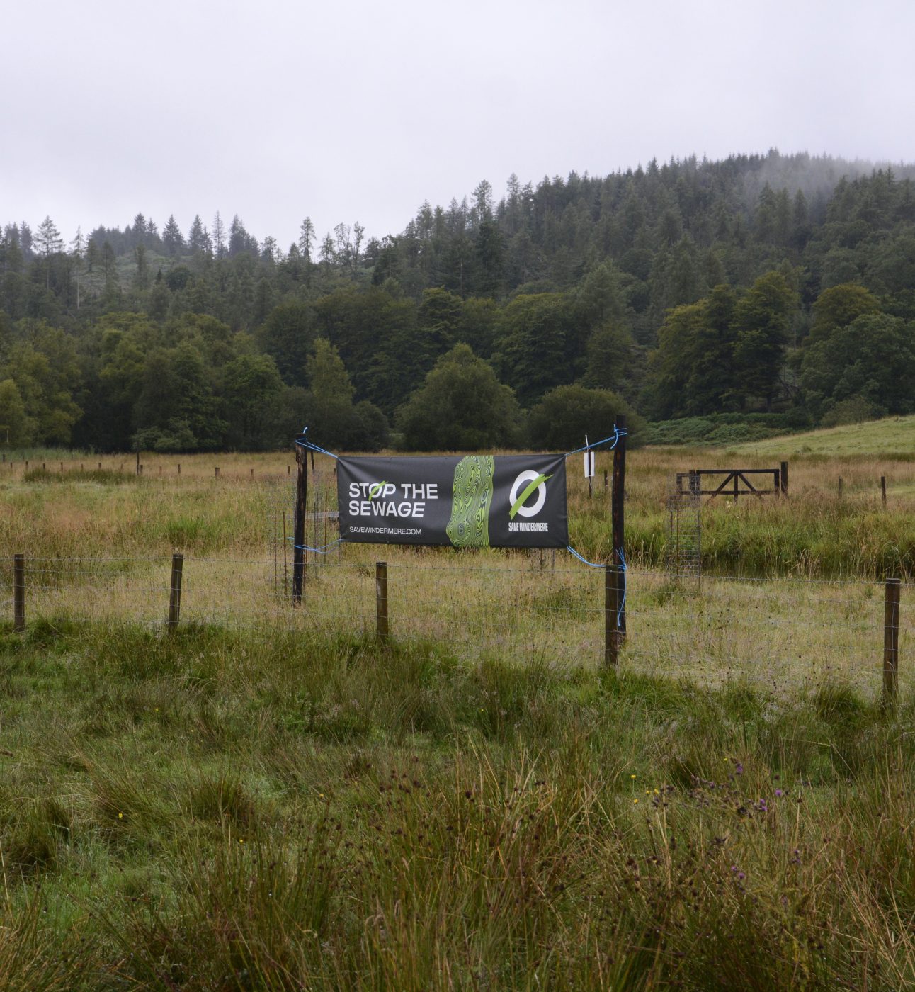 Save Windermere sign at Hawkshead Pumping Station